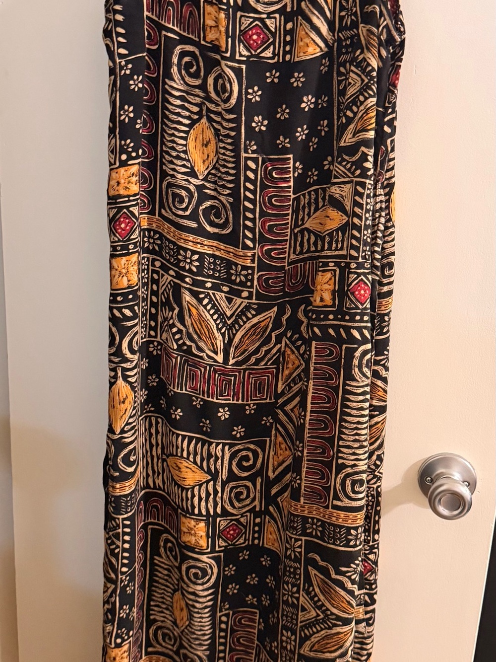 Studio Black Maxi Dress with Gold and Red Tribal Print